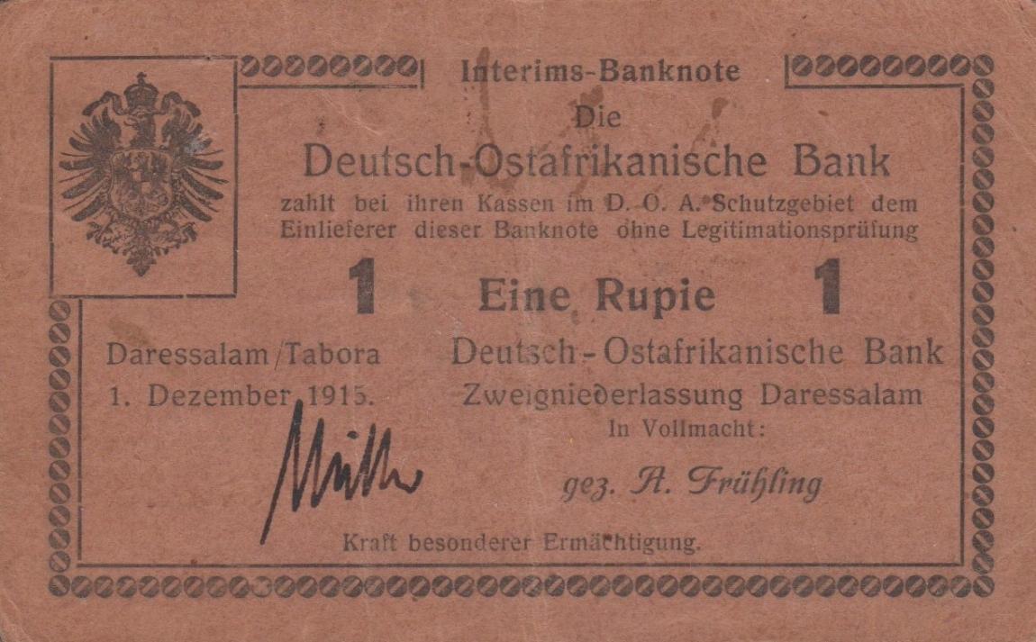 Front of German East Africa p14: 1 Rupie from 1915