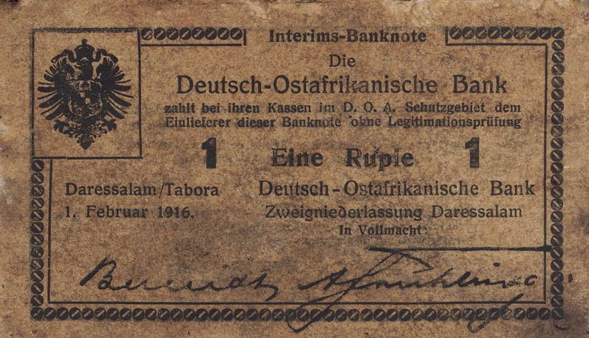 Front of German East Africa p18a: 1 Rupie from 1916