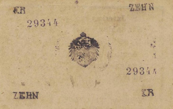 Back of German East Africa p43a: 10 Rupien from 1917