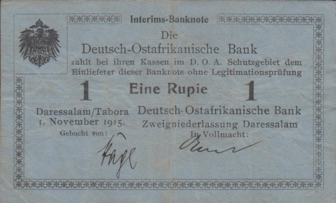 Front of German East Africa p7a: 1 Rupie from 1915